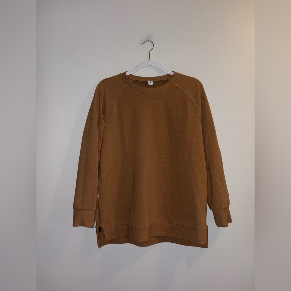 ANRABESS — TAN ZIPPER SWEATER
